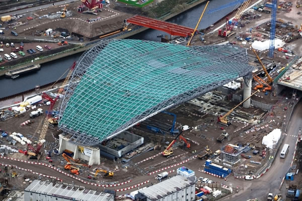 Aerial view of the centre under construction