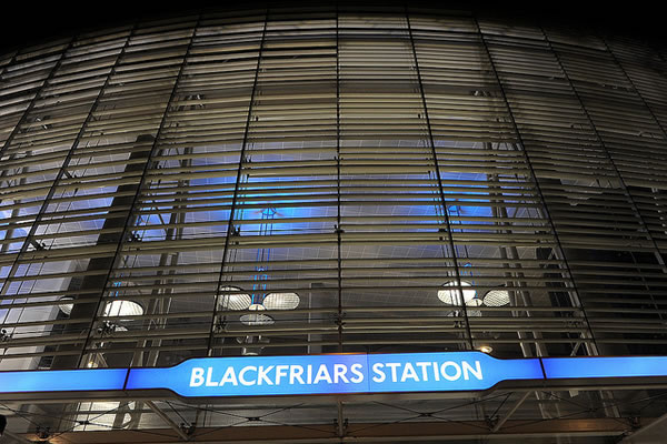Blackfriars Station at night