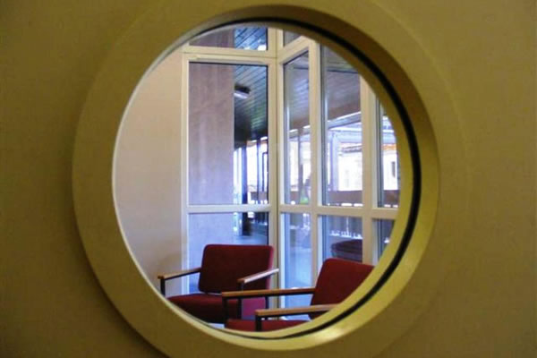 Looking through a round window inside