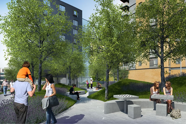 Development courtyard scene